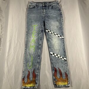 Buffalo David Bitton Jeans Boys 18 Multicolor Ash-X Skinny Flames Racing Ombre